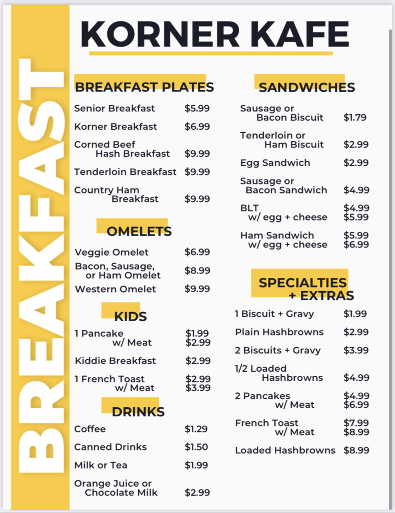 Breakfast Menu